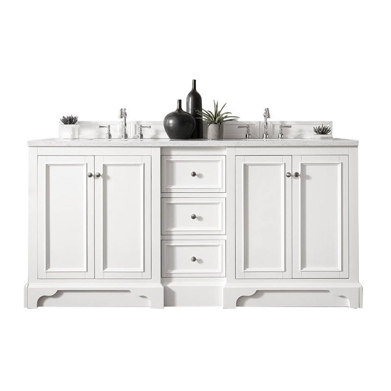 De Soto 72'' W Double Vanity, White Zeus, 8" Widespread