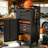 34.3-Inch Narrow Rolling Tool Cabinet With Lockable Door, Double Drawers, Large Handles, And Metal Construction, Perfect For Storage In Small Spaces.