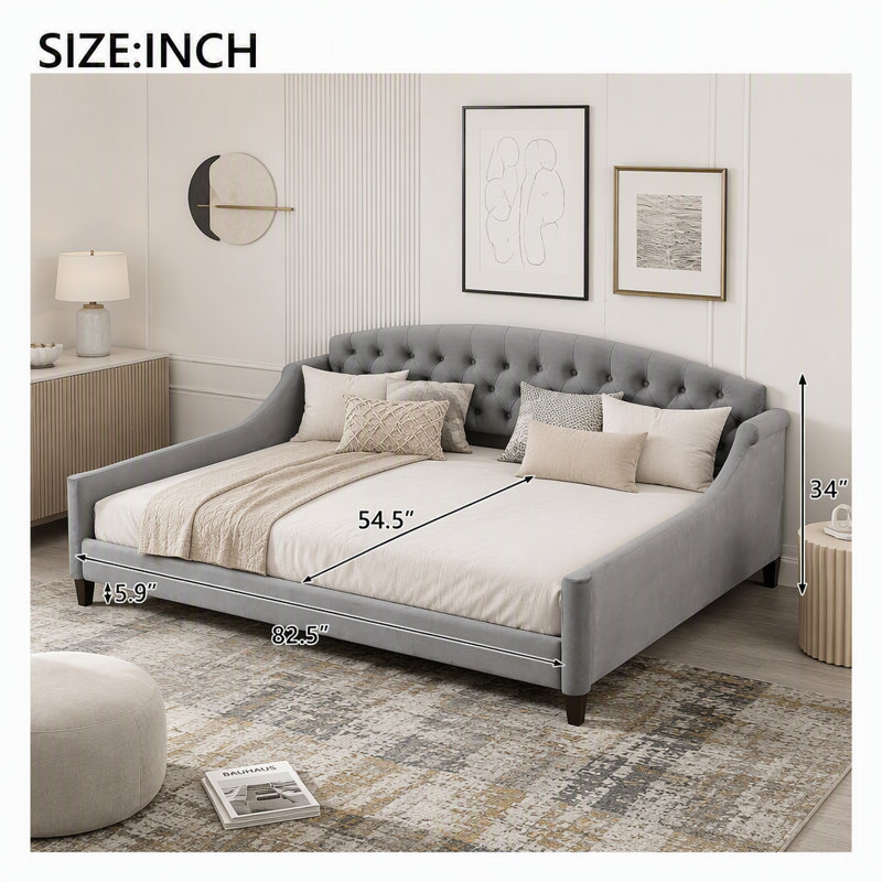 Lit de jour Modern Luxury, Double, Gris