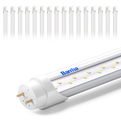 Barrina T8 Led Bulbs 4 Foot, Type B, 24w, 3200lm, 6000k Bright Light, Ballast Bypass, 4ft Fluorescent Replacement, Dual-end Powered, G13, T8 T10 T12 Led Replacement, Clear Cover, 16 Packs