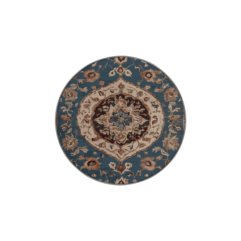 Machine Washable Gray Area Rug, Round 3'