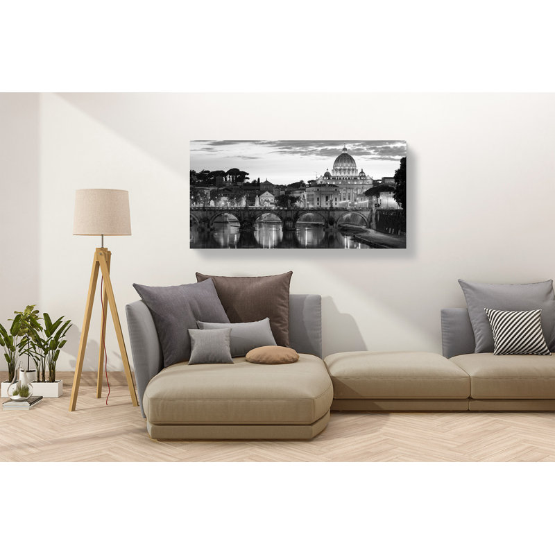 Night View At St. Peter's Cathedral, Rome - Wrapped Canvas Print, 35cm H x 70cm W x 4cm D