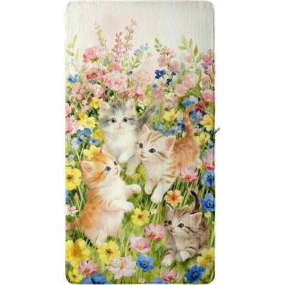 Cute Cat Floral Bath Towels Highly Absorbent Coral Fleece Oversized Bathroom Towel for Cat Lover 32*63inch Plus, you'll receive a beach-style canvas tote bag