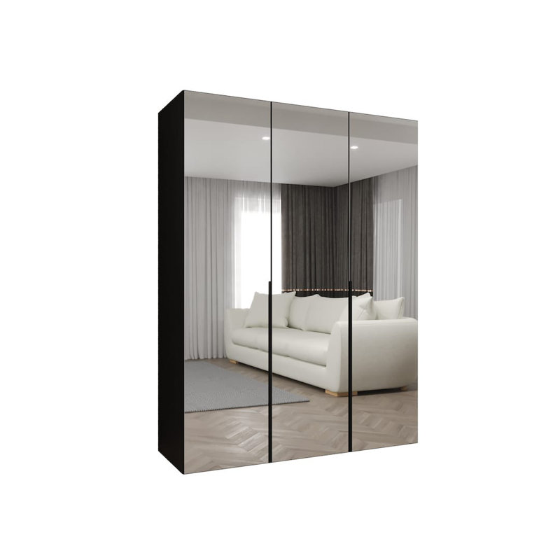 Bia 3 Door Manufactured Wood Wardrobe, Black