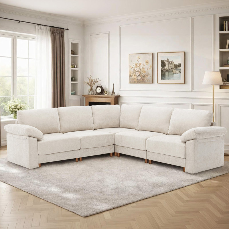 Canapé modulaire moderne pour le salon, Chenille beige