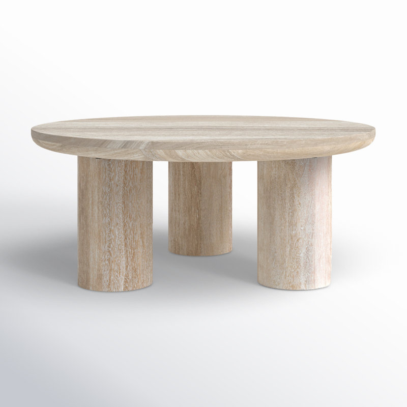 Beau 40" Round White Wash Mango Wood Coffee Table