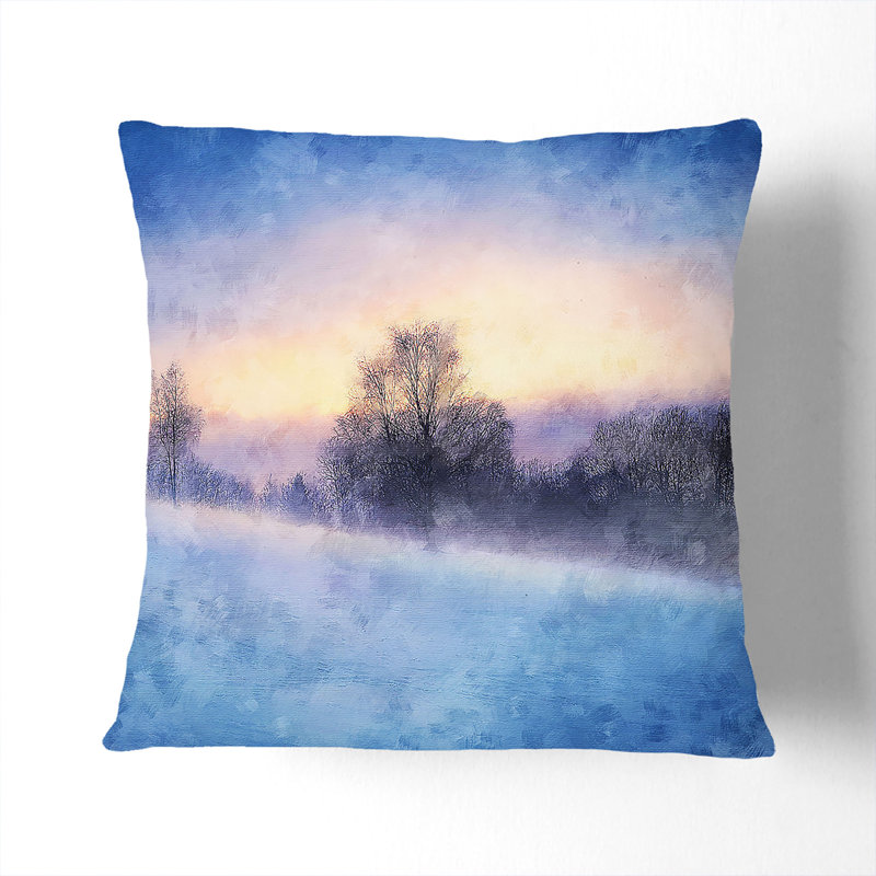 Trees at Wintertime in Slovakia Cushion with Filling, 55cm H x 55cm W x 20cm D, Black