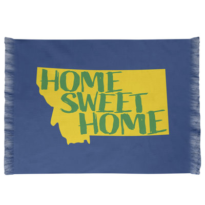 Tapis bleu/doré bleuet montana home