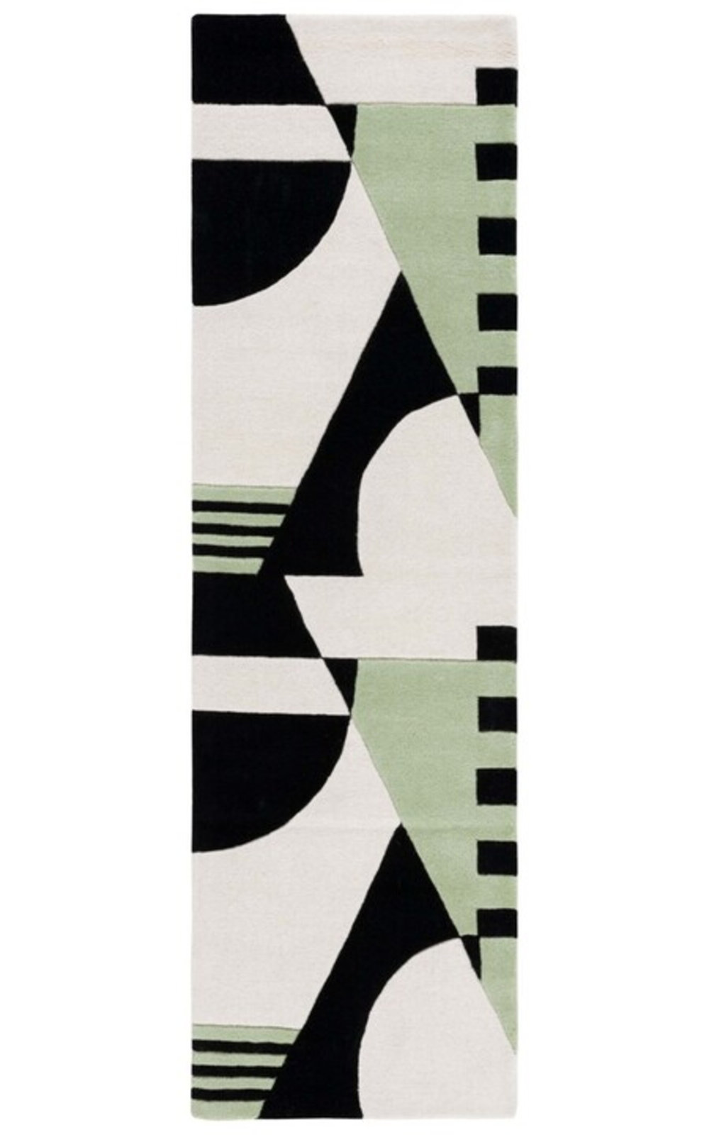 Hina Black Green Hand-Woven Rug, Runner 2'3" x 8'