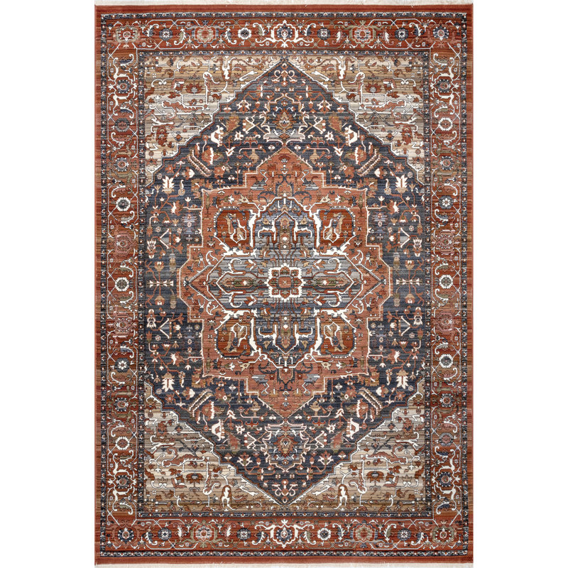 Valentine Oriental Red/Brown Area Rug, Rectangle 2' x 3'7"