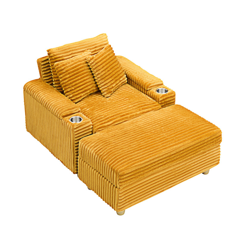 Canapé simple avec coussin et repose-pieds, Orange