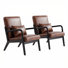 PU Leather Armchair With Solid Wood Legs And A Cushion(Set Of 2)