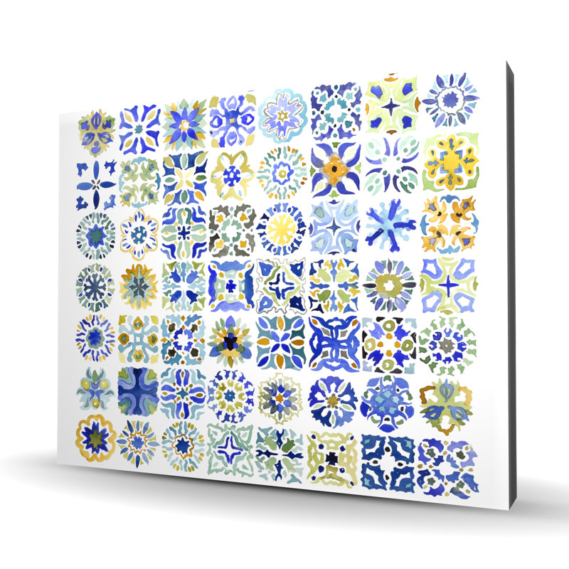 Aquarelle de carreaux marocains traditionnels - décor classique de toile bleue