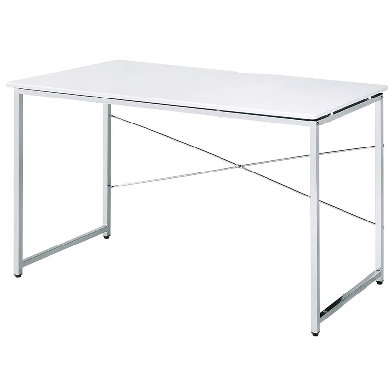 Tennos Writing Desk, White & Chrome Finish