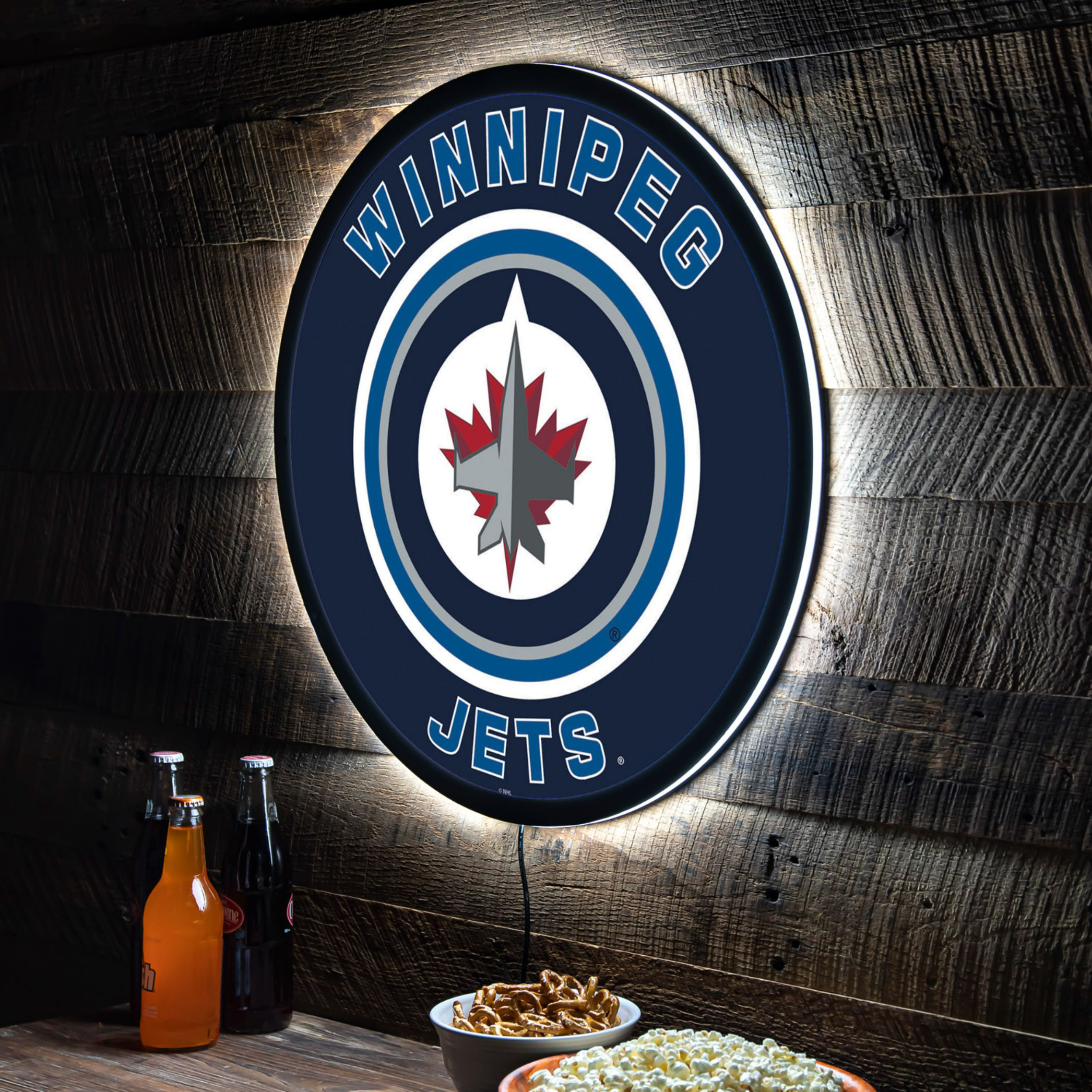 Winnipeg Jets Nhl Team Logo Grey Wooden Style Nice Gift Home Decor