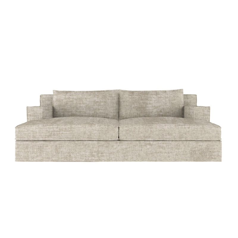Mulberry Square Track-Arm Daybed with Flange Seam, Weathered, Distressed Leather Silver Streak