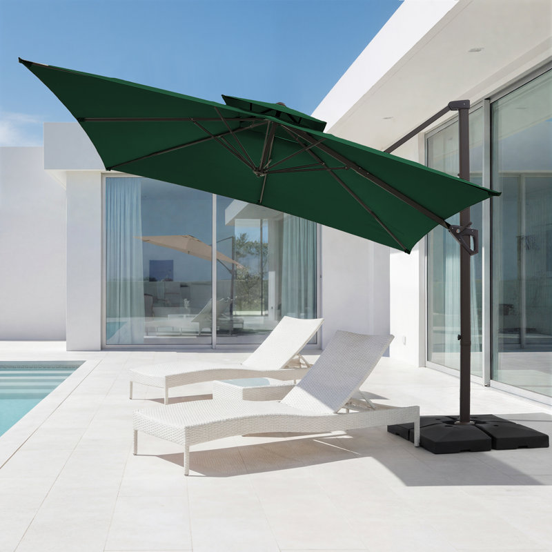 Parasol en porte-à-faux Pulk, L 120 po x P 120 po, Vert foncé