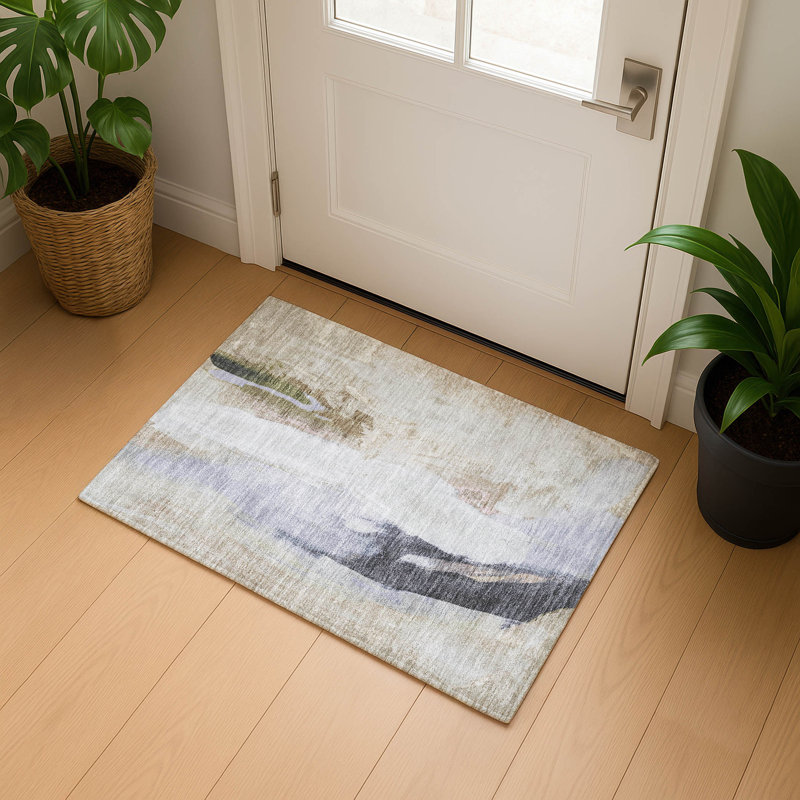 Premium Machine Washable Mouton AMF1987 Abstract Rug, Rectangle 1'8" x 2'6"