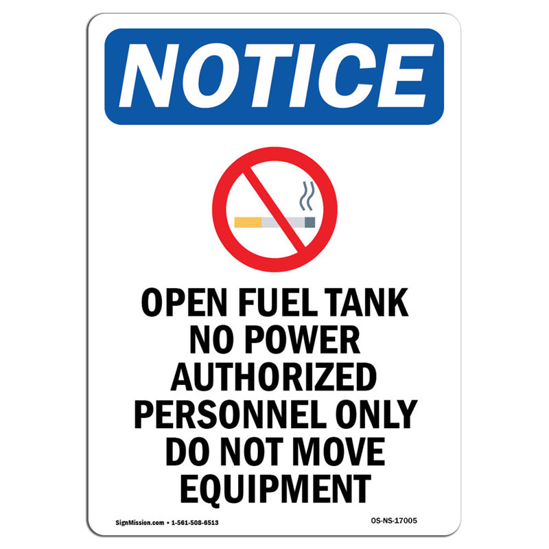 Réservoir de carburant ouvert sans signe