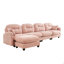 Canapé modulaire modulaire en forme de L avec repose-pieds, tissu chenille doux, conception ergonomique, conception plissée matelassée, base en bois de haute qualité facile à installer, s'adapte aux chambres à coucher, aux coins de lecture, rose