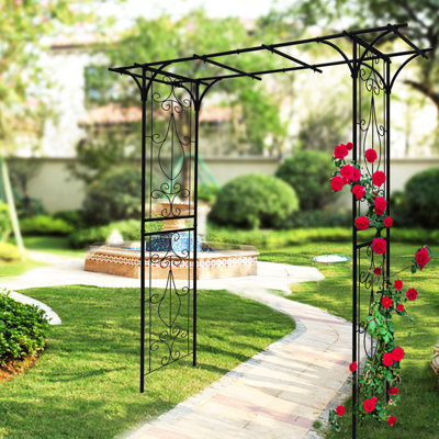 81.1''H Metal Garden Arch, Black, 80.3''X19.95'', Suits Garden's Colorful Climbing Plants Black 80.3''X19.95''X81.1'', Facilitates Plant Growth