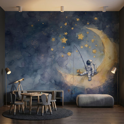 Papier peint amovible astronaute étoiles de lune
