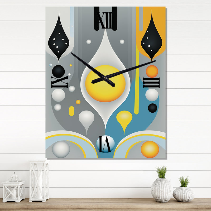 Horloge murale géométrique rétro - minimalisme IV, H 40 po x l 30 po x P 1 po