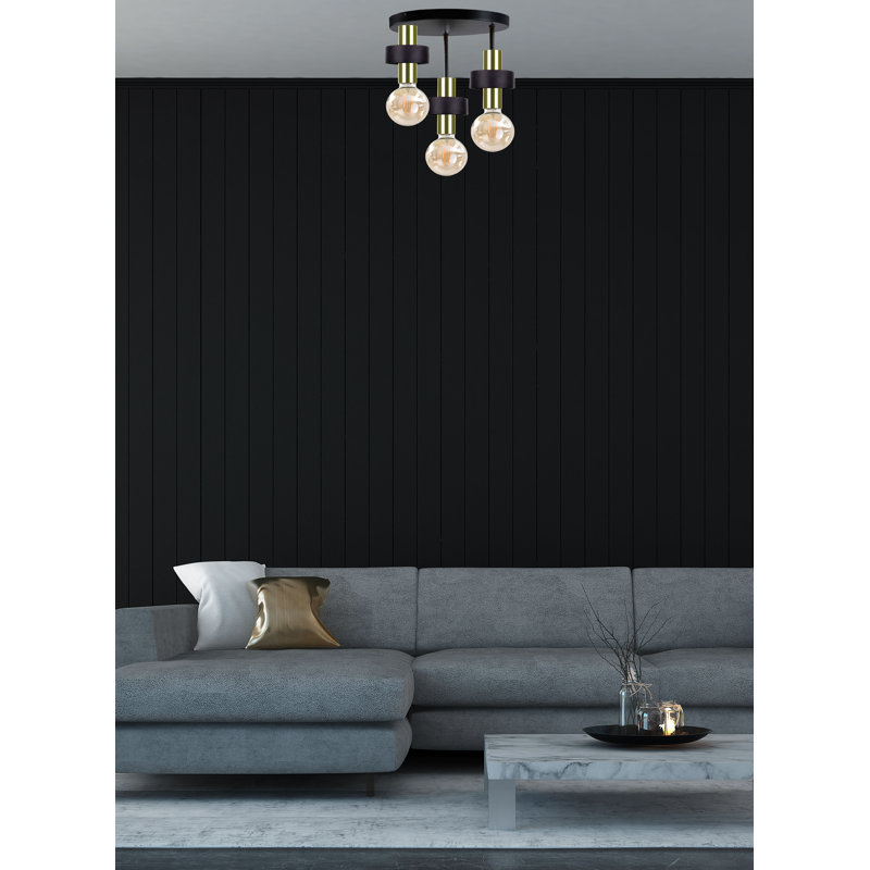 Berndien Semi Flush Mount, Black/Green