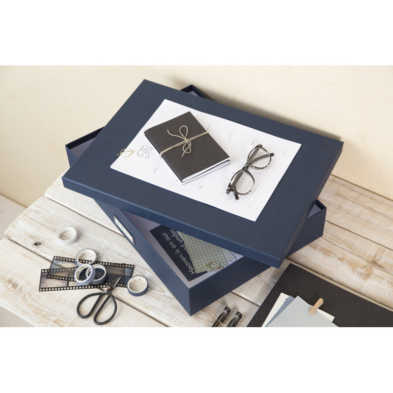 Bigso Sverker Fiberboard Legal and Art Storage Box for Papers, Navy Blue