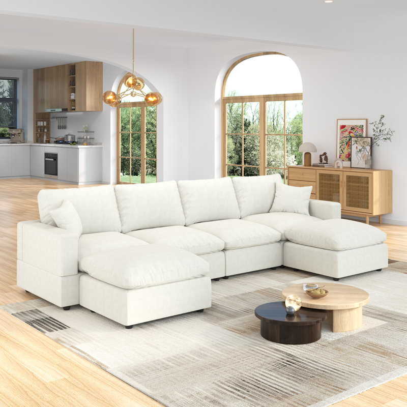 Canapé modulaire 6 places Canapé modulaire confortable pour le salon, canapé modulaire rembourré à siège profond convertible, housses de coussin amovibles et lavables