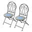 Ensemble de 2 chaises bistro vertes pliantes en métal de 36,5 po de hauteur avec siège en céramique