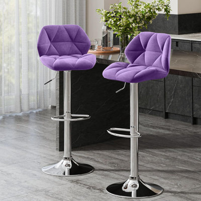  Swivel Upholstered Adjustable Height Counter Stool with Metal Frame (Set of 2)