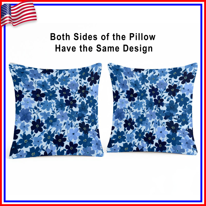 Floral Throw Pillow, Pattern Double Sided Pillows, 14 x 14 inches