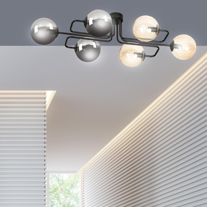 Cadesia Glass Semi Flush Mount, Graphite/Amber