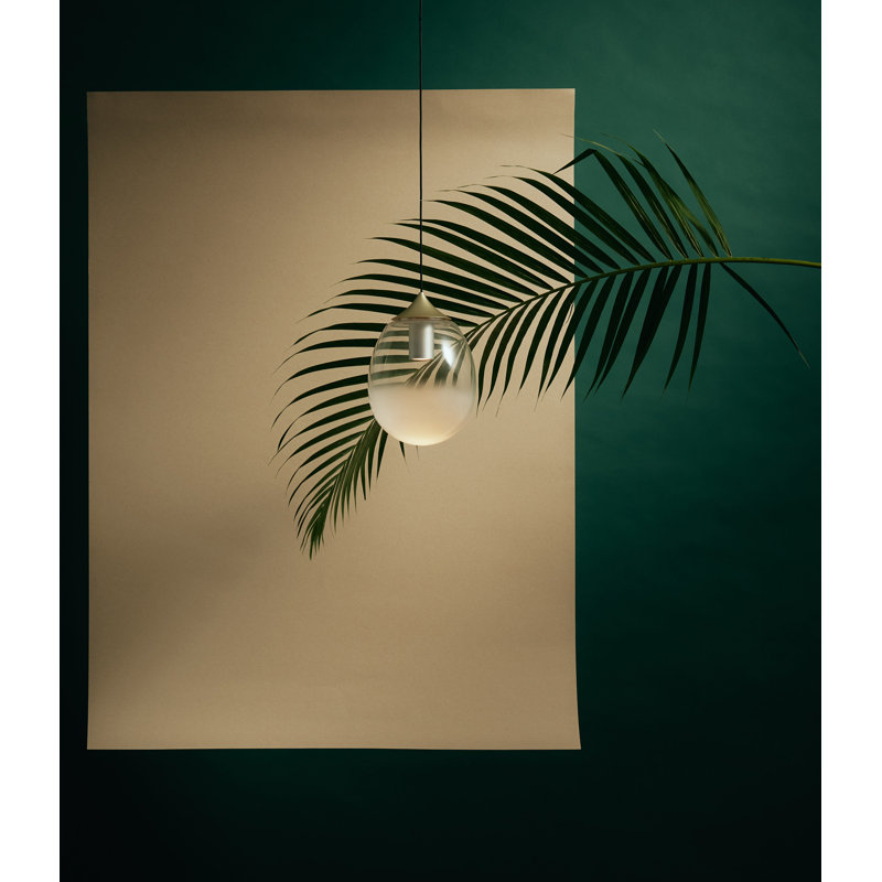 Luminaire suspendu DEL brume L, Champagne doré, H 8,8 po x l 6,3 po x P 6,3 po