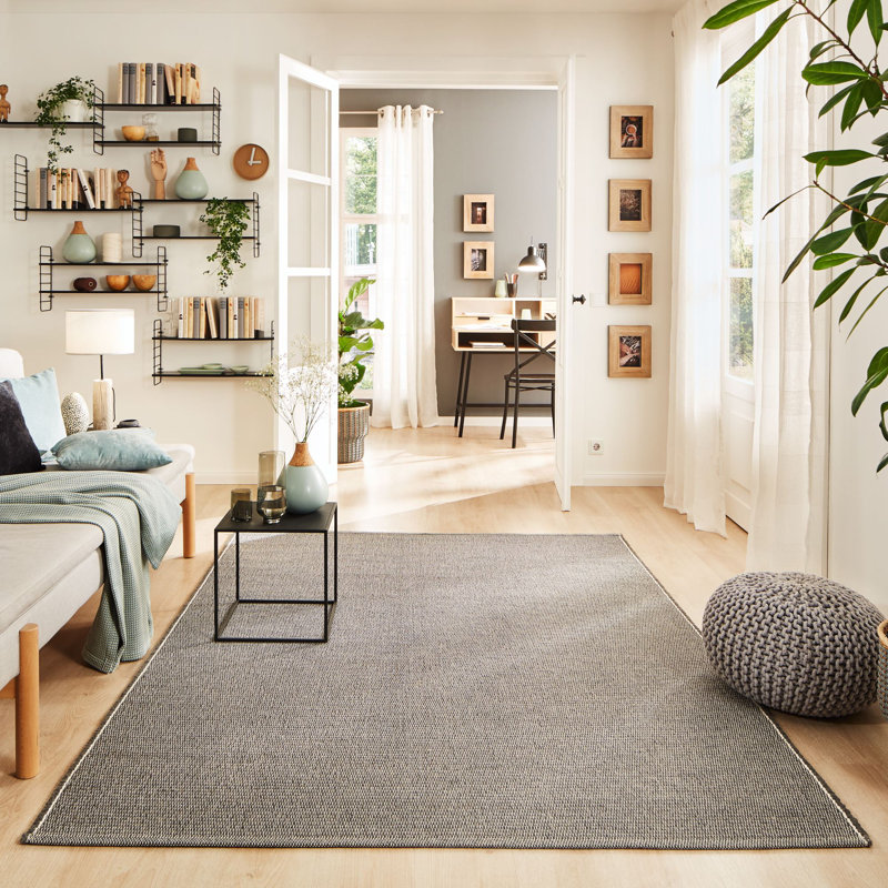 Ebsen Solid Colour Wool Hand Woven Area Rug, Rectangle 70 x 130cm