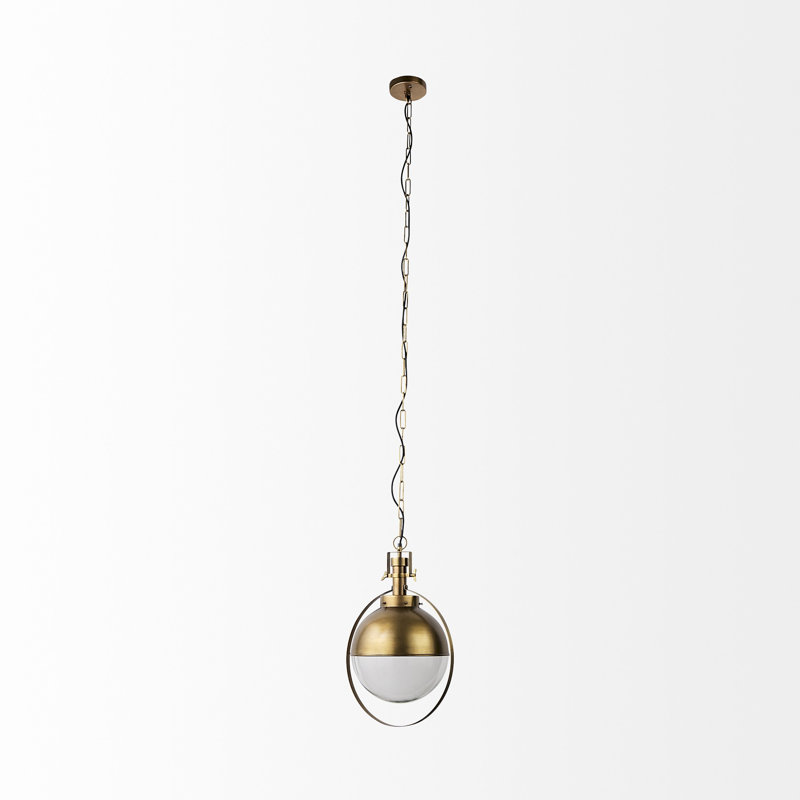 Luminaire suspendu sphère 1 lumière Mcgouver, Or antique