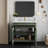 36"Mid-Century Bathroom Vanity with Motion-Sensor Light & Patterned Glass,Farmhouse Sink Cabinet with Storage, High-End Restroom Vanity-944579613