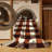 Machine Washable Checkered Brown Area Rug-2145070066
