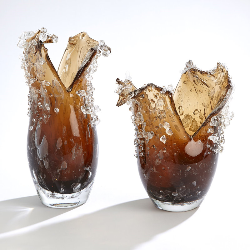 Handmade Glass Table Vase, Brown