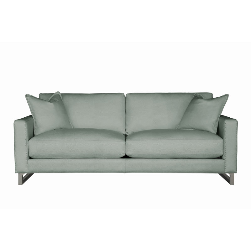 Magdalena Leather Sofa, Stainless Steel, Parchment (Dreamer)