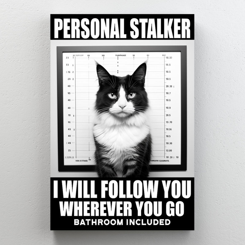 «Tuxedo Cat Personal Stalker», reproduction d'art graphique sur toile tendue, L 24 po x H 36 po