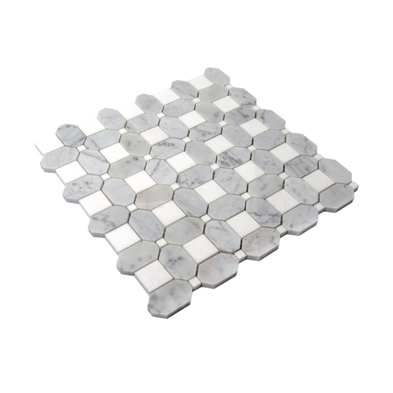 Carreau de mosaïque 12,2 po x 12,2 po pour mur et plancher, Blanc