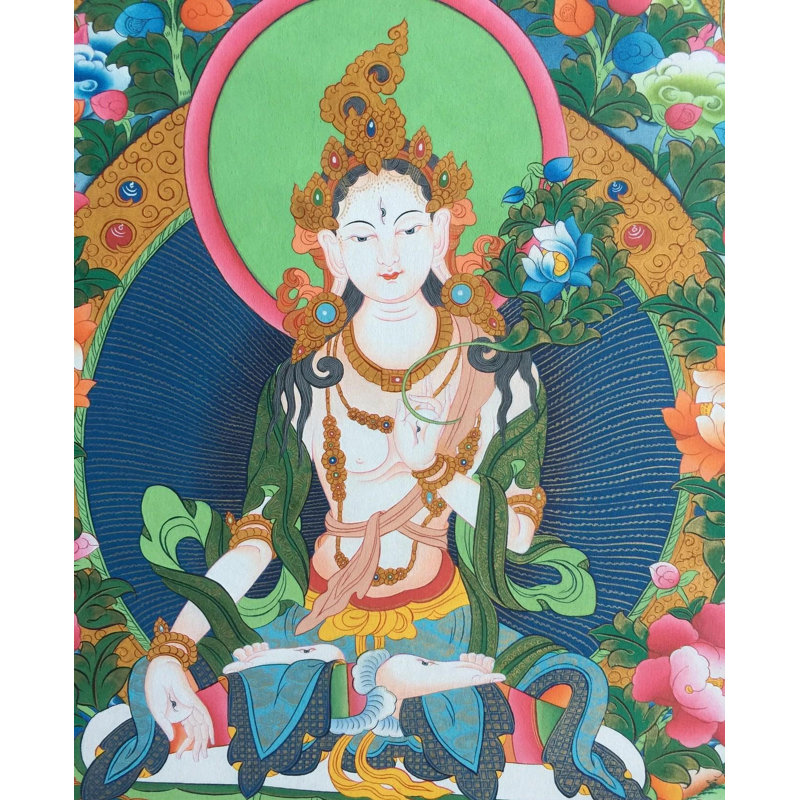 Assise blanche Tara Thangka (Thangka sans brocart)