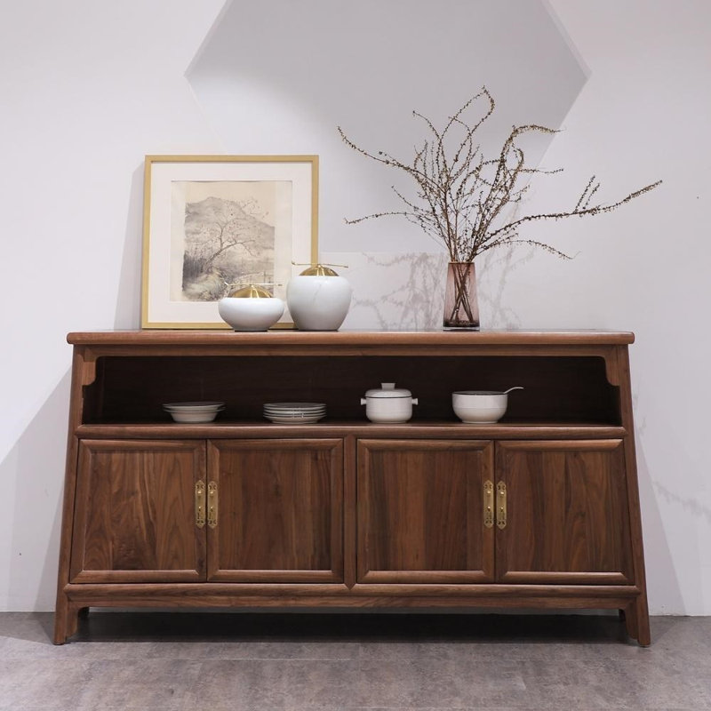 Buffet multifonctionnel pour la maison, Noyer, H 37,4 po x l 62,99 po x P 15,75 po