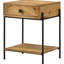 Table d'appoint en bois de manguier massif avec tiroir