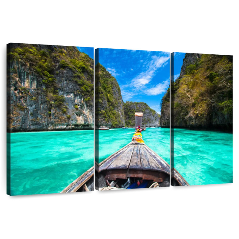 Bateau en bois Hannes Koh Phi Phi, H 20 po x l 33 po