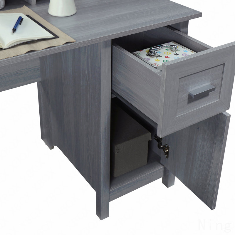 Classic Office Desk With Storage, Grey