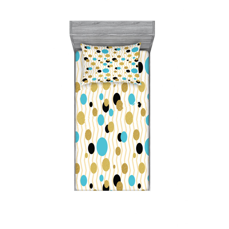 Microfiber Polka Dots Sheet Set, Twin XL Sheet Set + Fitted Sheet + 1 Pillowcase
