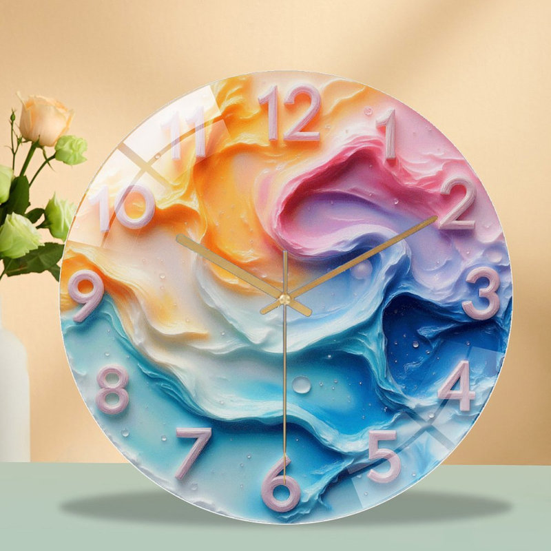 Horloge murale moderne abstraite pour décoration intérieure - Horloge murale moderne en verre 12 po